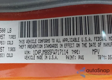 2015 Jeep Cherokee Trailhawk from USA, damaged, VIN 1C4PJMBS5FW717114